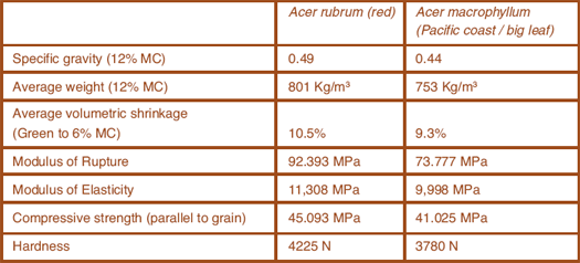 Hard Maple  properties, uses, info - Earlywood